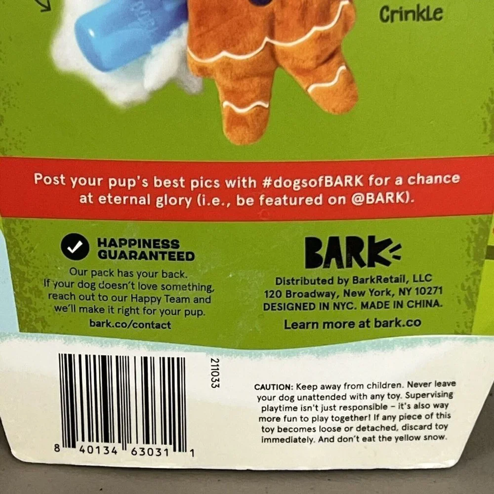 BARK Gnawty or Nice Gingerbroad Gingerbread Girl Christmas Dog Toy New Barkbox